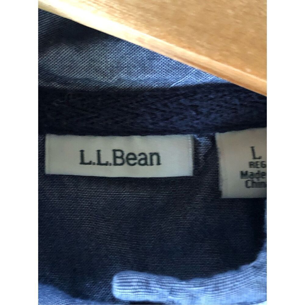 L.L Bean Long Sleeve Henley Sweatshirt Womens Button Cotton SZ L - Picture 9 of 10